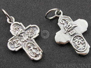 Sterling Silver Detailed Cross Charm  -- SS/CH20/CR10 - Beadspoint