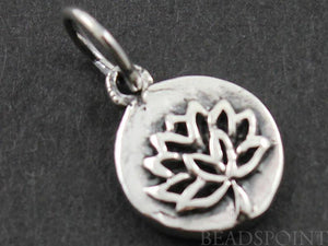 Sterling Silver Lotus Cutout on a Raised Circle Charm-- SS/CH4/CR56 - Beadspoint