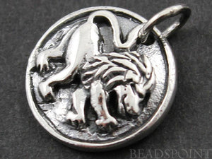 Sterling Silver Lion on a Raised Coin Charm -- SS/CH7/CR33 - Beadspoint