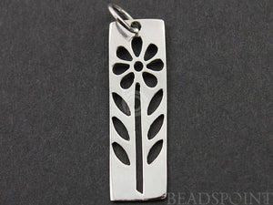 Sterling Silver Cut out Flower in a Rectangle Charm  -- SS/CH4/CR50 - Beadspoint