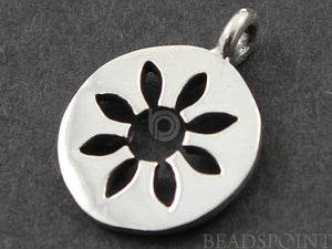 Sterling Silver Daisy Cut Out on a Disc Charm -- SS/CH4/CR47 - Beadspoint