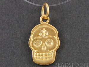 24K Gold Vermeil Over Sterling Silver Skull Charm  -- VM/CH10/CR25 - Beadspoint