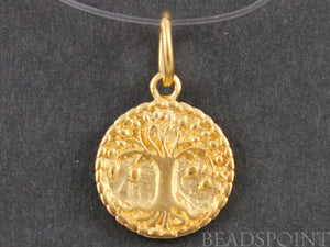 24K Gold Vermeil Over Sterling Silver Tree Charm  -- VM/CH4/CR43 - Beadspoint