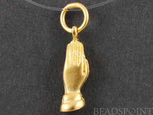 24K Gold Vermeil Over Sterling Silver Praying Hands Charm -- VM/CH2/CR36 - Beadspoint