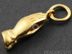 24K Gold Vermeil Over Sterling Silver Praying Hands Charm -- VM/CH2/CR36 - Beadspoint
