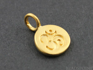 24K Gold Vermeil Over Sterling Silver OHM Charm -- VM/CH2/CR3 - Beadspoint