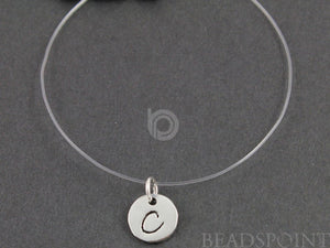 Sterling Silver Initial "C" on a Disc Charm -- SS/2034/C - Beadspoint