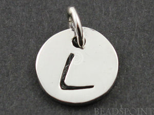 Sterling Silver Initial "L" on a Disc Charm-- SS/2034/L - Beadspoint