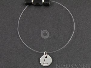 Sterling Silver Initial "L" on a Disc Charm-- SS/2034/L - Beadspoint