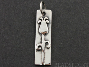 Sterling Silver Tulip in a Rectangle Charm -- SS/CH4/CR57 - Beadspoint
