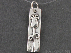 Sterling Silver Tulip in a Rectangle Charm -- SS/CH4/CR57 - Beadspoint