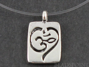 Sterling Silver Artisan OHM Square Charm -- SS/CH2/CR42 - Beadspoint