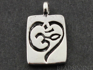 Sterling Silver Artisan OHM Square Charm -- SS/CH2/CR42 - Beadspoint