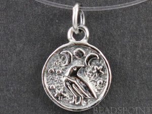 Sterling Silver Raven And Moon Charm -- SS/CH6/CR36 - Beadspoint
