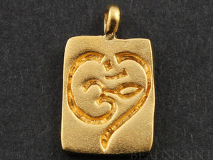 24K Gold Vermeil Over Sterling Silver OHM on a Square Charm -- VM/CH2/CR42 - Beadspoint