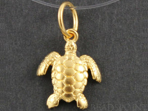24K Gold Vermeil Over Sterling Silver Sea Turtle Charm  -- VM/CH7/CR27 - Beadspoint