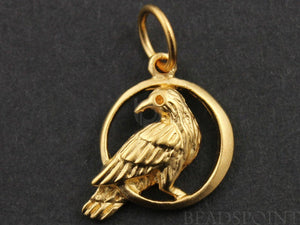 24K Gold Vermeil Over Sterling Silver Pigeon on the Moon Charm -- VM/CH6/CR33 - Beadspoint