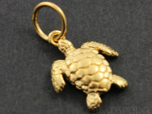 24K Gold Vermeil Over Sterling Silver Sea Turtle Charm  -- VM/CH7/CR27 - Beadspoint