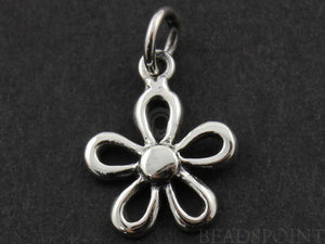 Sterling Silver 5 Petals Flower Charm -- SS/CH4/CR59 - Beadspoint