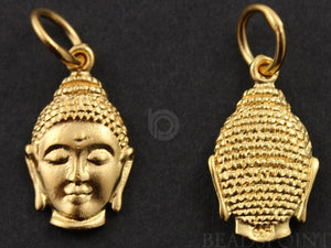 24K Gold Vermeil Over Sterling Silver Buddha Head Charm-- VM/CH2/CR14 - Beadspoint