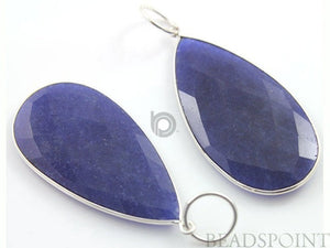 2 Inches Long, Dyed Sapphire, Bezel  Pear Shape Component, (SSBZC7331) - Beadspoint