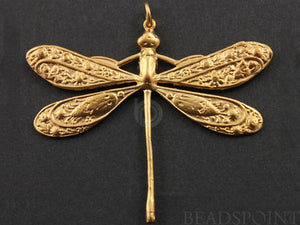 24K Gold Vermeil Over Sterling Silver Large Dragon Fly Charm -- VM/CH6/CR13 - Beadspoint