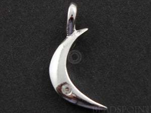 Sterling Silver Moon Charm with White Sapphire  -- SS/CH5/CR24 - Beadspoint