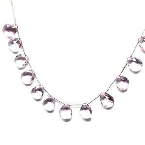 Pink Amethyst Faceted Pear Drops, 9x12 mm, Rich Color, (PAM-PR-9x12)(43)