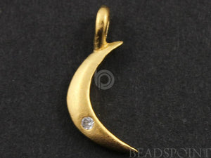 24K Gold Vermeil over Sterling Silver Moon Charm with White Sapphire -- VM/CH5/CR24 - Beadspoint
