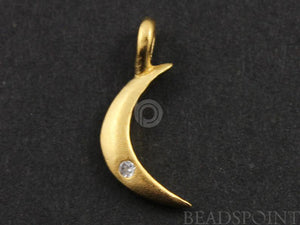 24K Gold Vermeil over Sterling Silver Moon Charm with White Sapphire -- VM/CH5/CR24 - Beadspoint