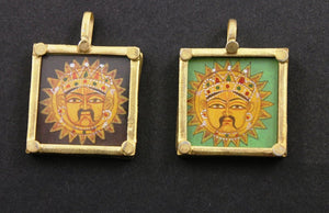 Gold Vermeil Over Sterling Silver Hand Painted Surya Charm -- VMTPCH001-SR - Beadspoint