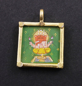 Gold Vermeil Over Sterling Silver Hand Painted Ganesha Charm -- VMTPCH001-B - Beadspoint
