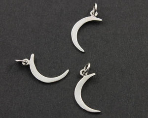 Sterling Silver Crescent Moon Charm  -- SS/CH5/CR28 - Beadspoint