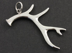 Sterling Silver Large Deer Antler  Charm  -- SS/CH4/CR64 - Beadspoint