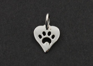Sterling Silver Tiny Heart Paw Charm -- SS/CH7/CR41 - Beadspoint