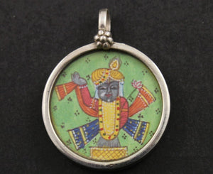 Sterling Silver Hand Painted Indian God Charm -- TCH-13 - Beadspoint