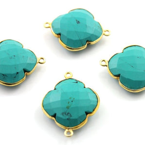 Green Turquoise Clover Bezel, (BZC8033) - Beadspoint