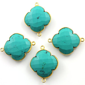 Green Turquoise Clover Bezel, (BZC8033) - Beadspoint