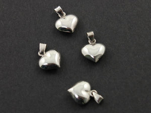 Sterling Silver Puffed Heart Charm -- SS/CH8/CR29 - Beadspoint