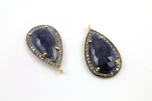Pave Diamond Sliced Blue Sapphire Pendant -- DP-0743 - Beadspoint