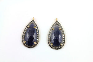 Pave Diamond Sliced Blue Sapphire Pendant -- DP-0743 - Beadspoint