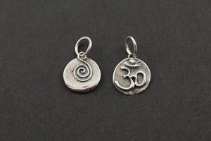 Sterling Silver Artisan OHM Spiral Charm -- SS/CH2/CR52 - Beadspoint