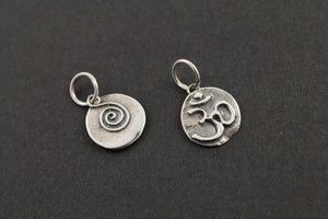Sterling Silver Artisan OHM Spiral Charm -- SS/CH2/CR52 - Beadspoint