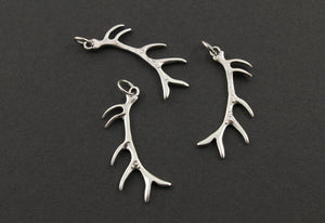 Sterling Silver Deer Antler Charm  -- SS/CH4/CR73 - Beadspoint