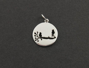 Sterling Silver Birds on a branch  Charm -- SS/CH6/CR44 - Beadspoint
