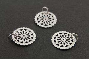 Sterling Silver Carved-Out Flower Charm -- SS/CH4/CR79 - Beadspoint