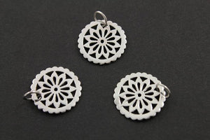 Sterling Silver Carved-Out Flower Charm -- SS/CH4/CR79 - Beadspoint