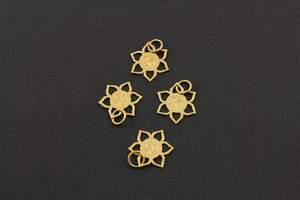 24K Gold Vermeil Over Sterling Silver OHM in a Cut Flower Charm -- VM/CH2/CR51 - Beadspoint