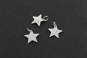 Sterling Silver Five Point Star With White Sapphire Charm -- SS/CH5/CR30 - Beadspoint