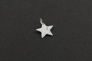 Sterling Silver Five Point Star With White Sapphire Charm -- SS/CH5/CR30 - Beadspoint